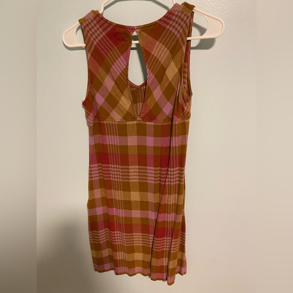 Kavu Plaid Mini Dress in Pink and Brown - Picture 2 of 2